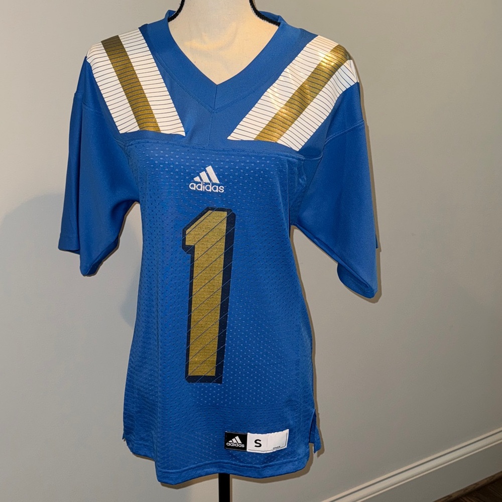UCLA Adidas Men’s Blue Football Premier Jersey with Gold Stripes Sz S